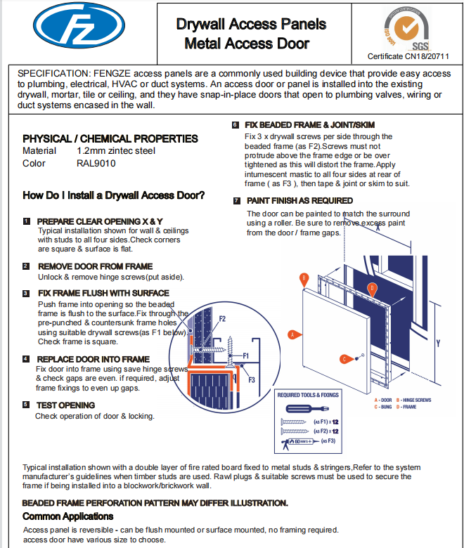 Fengze Access Panel Instructions.